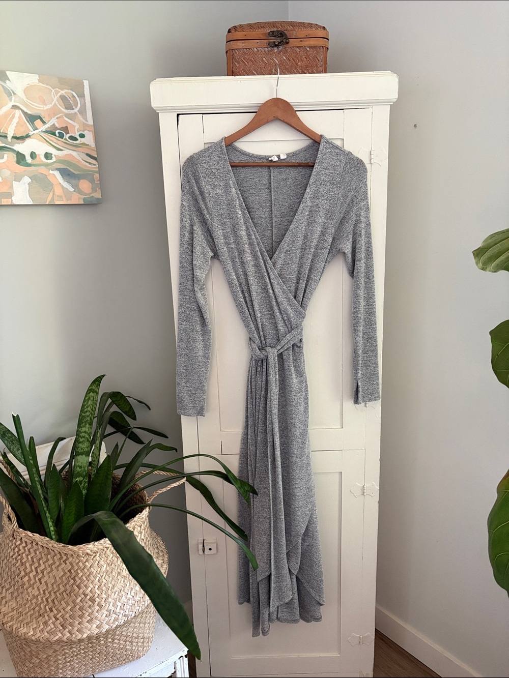 GAP Long Gray Wrap Dress